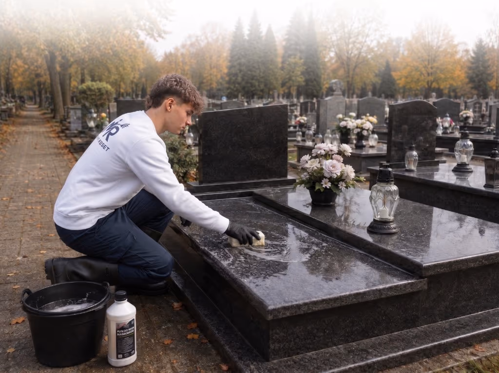 Mycie nagrobka — porządek i czyszczenie płyty