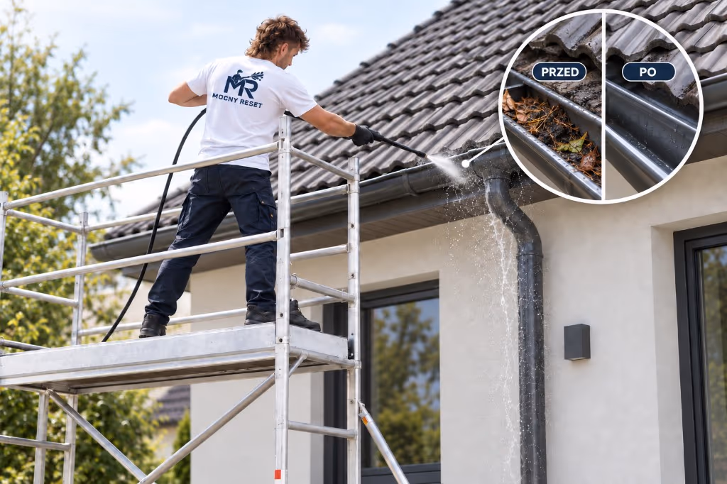 Udrażnianie i płukanie rynien oraz rur spustowych